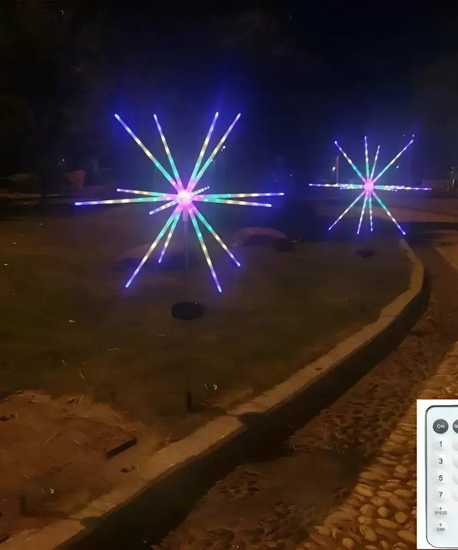 Solar Fireworks Starburst Light with Remote Control 8 Modes Path Lights - Christmas Path Light