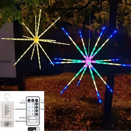 Solar Fireworks Starburst Light with Remote Control 8 Modes Path Lights - Christmas Path Light