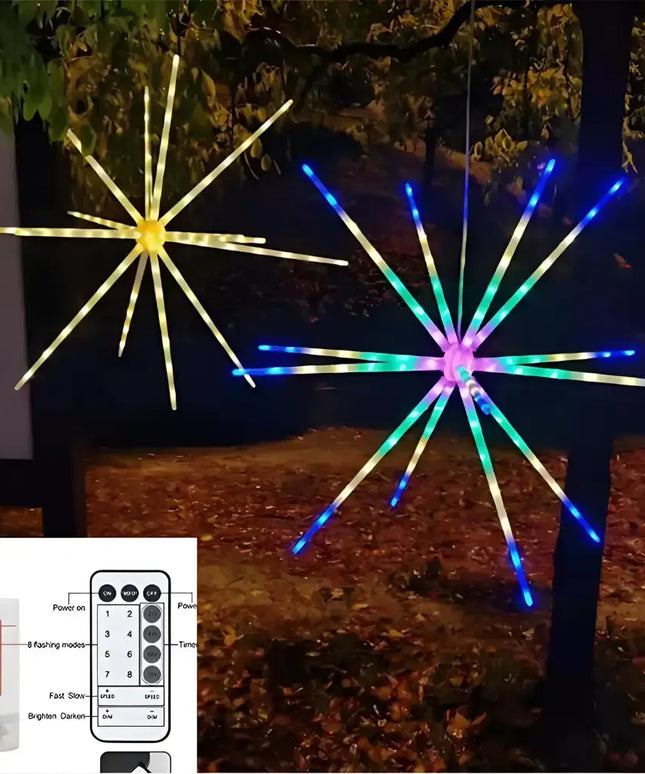 Solar Fireworks Starburst Light with Remote Control 8 Modes Path Lights - Christmas Path Light