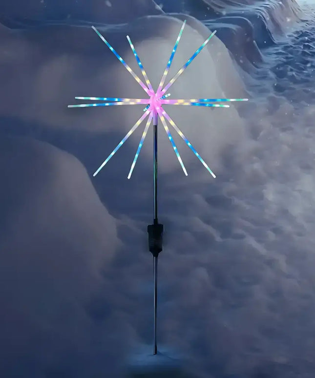 Solar Fireworks Starburst Light with Remote Control 8 Modes Path Lights - 1 x Multicolour - Christmas Path Light