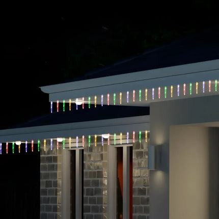 Colorful icicle Christmas lights on Solar Icicle Strand 30 Pack in multicolor