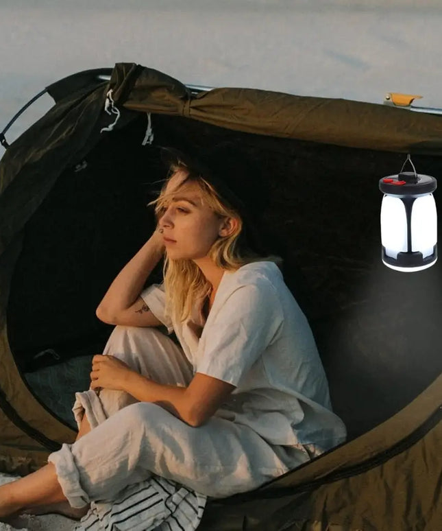 Solar LED Camping Lantern Rechargeable Power Bank Foldable Light Modes