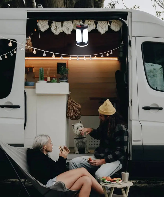 Solar LED Camping Lantern Rechargeable Power Bank Foldable Light Modes