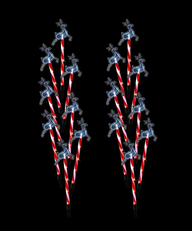 Illuminated Reindeer Candy Cane Lawn Stakes for festive outdoor lighting display