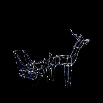 Illuminated Solar LED Reindeer and Sleigh Decoration for festive holiday decor