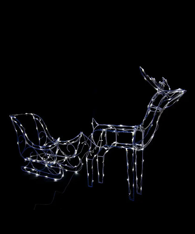 Illuminated Solar LED Reindeer and Sleigh Decoration for festive holiday decor
