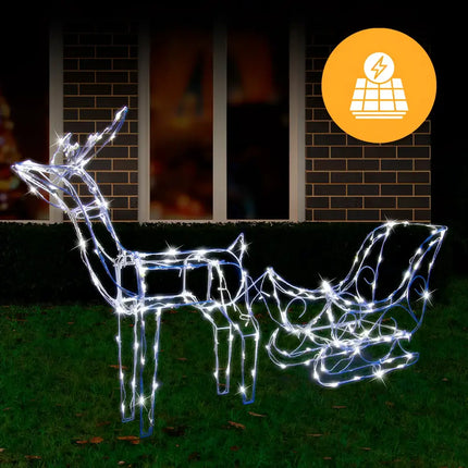 Illuminated Solar LED Reindeer and Sleigh Decoration displayed in the Solar LED Sleigh with Reindeer product
