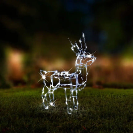 Illuminated wireframe reindeer crafted for Solar LED Standing 3D Reindeer 60 cm display