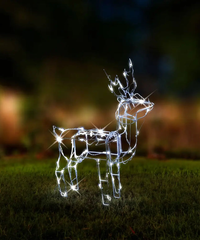 Illuminated wireframe reindeer crafted for Solar LED Standing 3D Reindeer 60 cm display