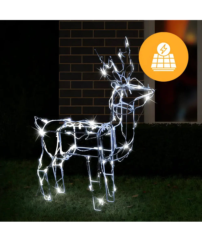 Illuminated wireframe Reindeer sculpture for Solar LED Standing 3D Reindeer display