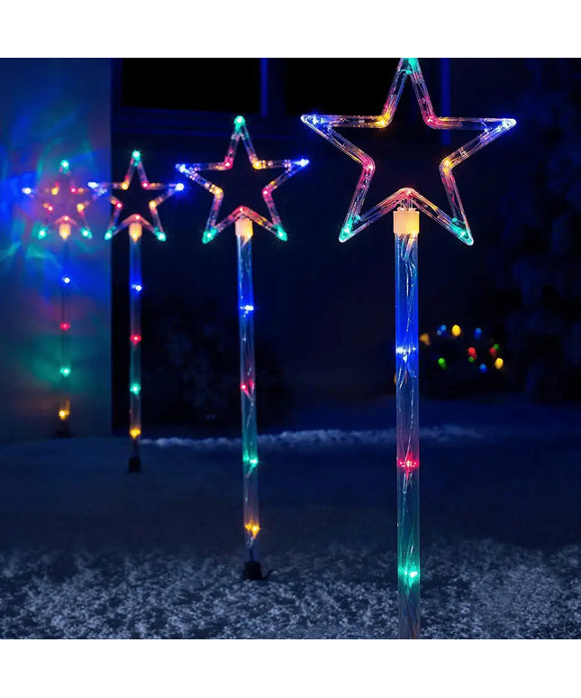 Solar Power Set of 4 LED Star Path Light-Christmas Path Light-Lexi Lighting