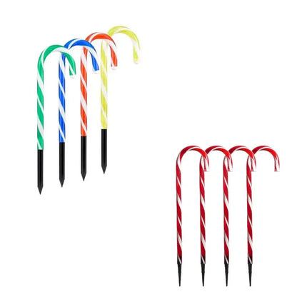 Solar Power Set of 4 Small Candy Cane - 2 Colour Options-Christmas Path Light-Lexi Lighting