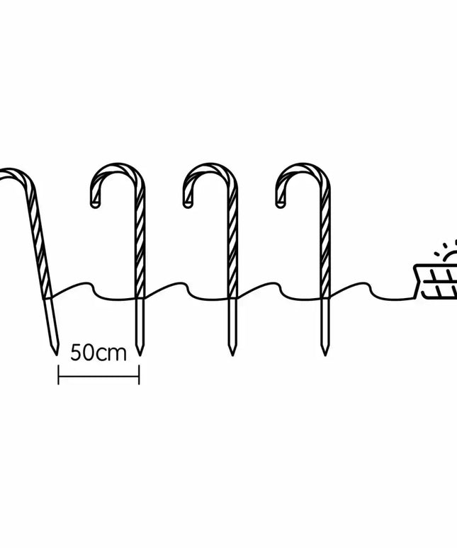 Solar Power Set of 4 Small Candy Cane - 2 Colour Options-Christmas Path Light-Lexi Lighting