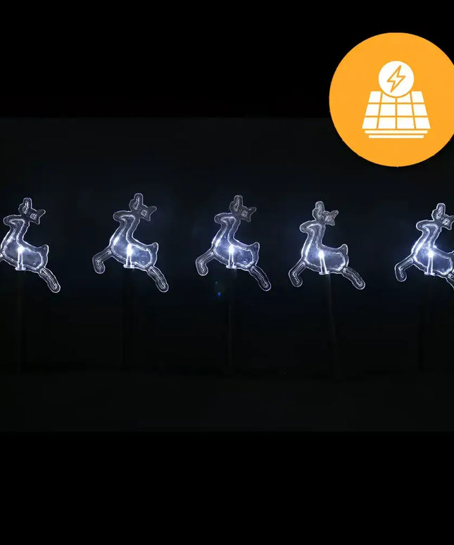 Solar-powered reindeer lawn decorations in a 5-pack with multicolor LED lights