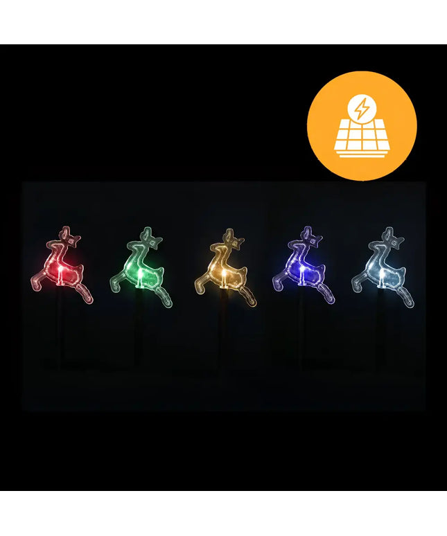 Solar-powered reindeer lawn decorations for festive outdoor lighting display
