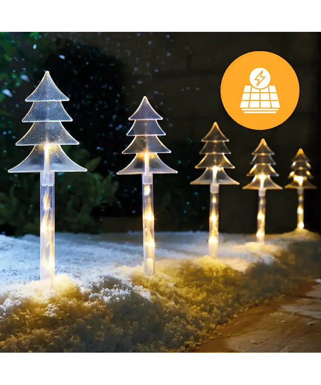 Solar-powered Christmas tree pathway lights in multicolor, 38cm, 5-pack for festive decor