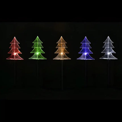 Illuminated Christmas tree-shaped lawn ornaments for festive outdoor lighting displays