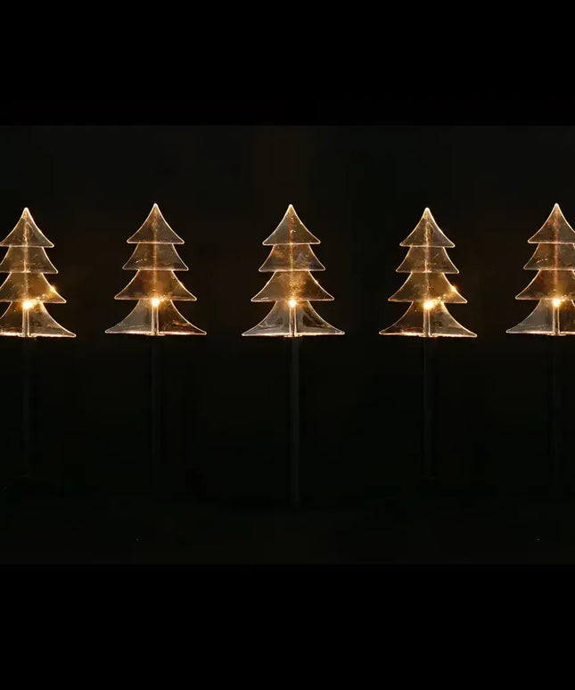 Illuminated Christmas tree-shaped lawn ornaments from Solar Tree Shape Path Lights 5 Pack