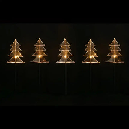 Illuminated Christmas tree lawn ornaments for festive outdoor decoration in warm white