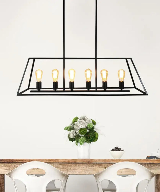 Southport 6 Light Pendant Black - SL66906BK-Island Pendant Lights-Oriel Lighting