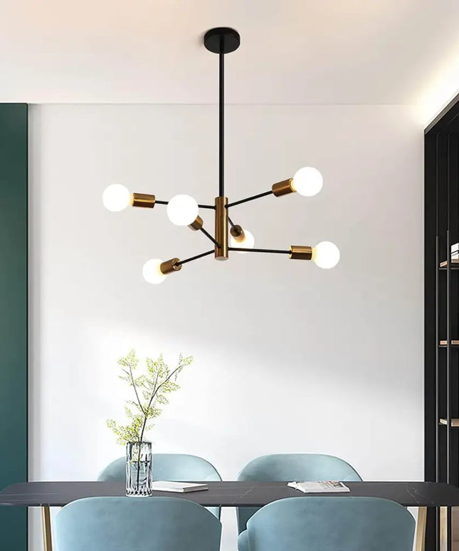 SPUTNIK 6-Light Black & Gold Modern Industrial Pendant - Home & Garden > Lighting