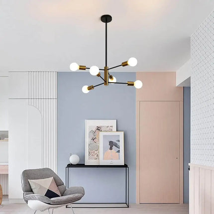 SPUTNIK 6-Light Black & Gold Modern Industrial Pendant - Home & Garden > Lighting