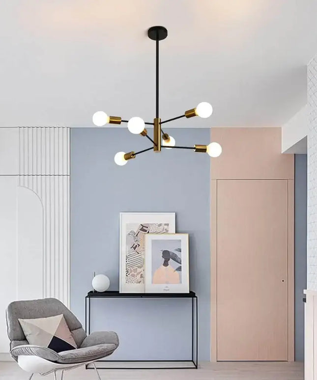 SPUTNIK 6-Light Black & Gold Modern Industrial Pendant - Home & Garden > Lighting