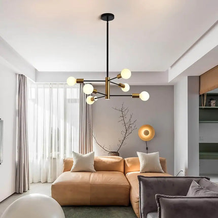 SPUTNIK 6-Light Black & Gold Modern Industrial Pendant - Home & Garden > Lighting