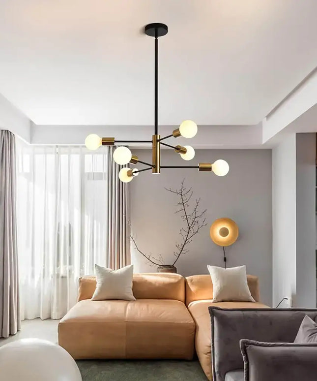 SPUTNIK 6-Light Black & Gold Modern Industrial Pendant - Home & Garden > Lighting