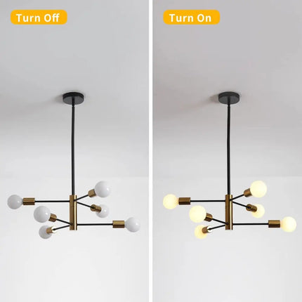 SPUTNIK 6-Light Black & Gold Modern Industrial Pendant - Home & Garden > Lighting