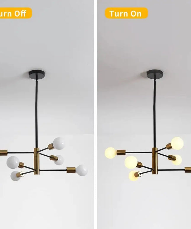 SPUTNIK 6-Light Black & Gold Modern Industrial Pendant - Home & Garden > Lighting