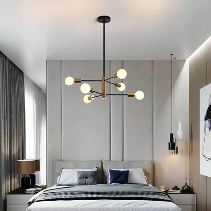 SPUTNIK 6-Light Black & Gold Modern Industrial Pendant - Home & Garden > Lighting