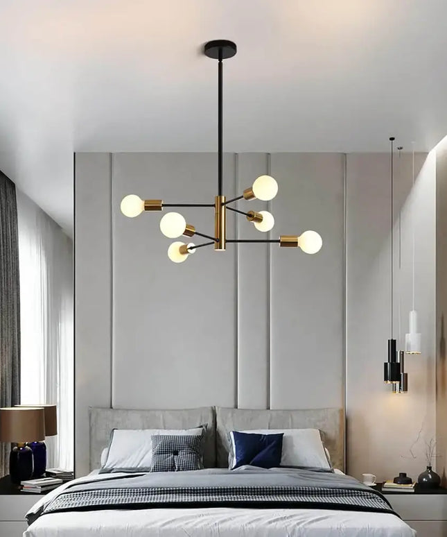 SPUTNIK 6-Light Black & Gold Modern Industrial Pendant - Home & Garden > Lighting