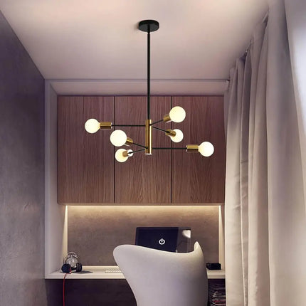 SPUTNIK 6-Light Black & Gold Modern Industrial Pendant - Home & Garden > Lighting