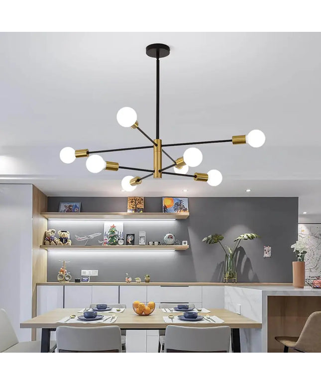 Sputnik Chandelier Modern Industrial 8-Light Black & Gold - Home & Garden > Lighting