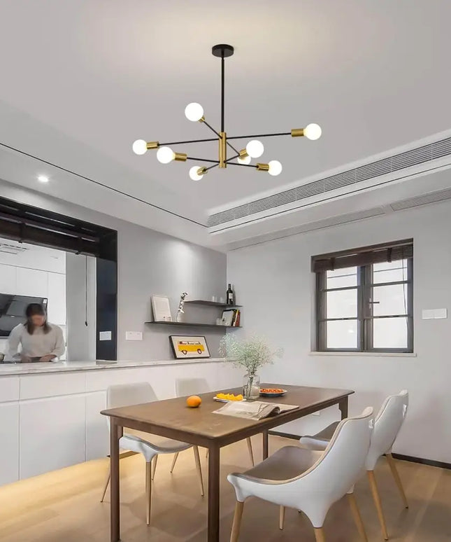 Sputnik Chandelier Modern Industrial 8-Light Black & Gold - Home & Garden > Lighting