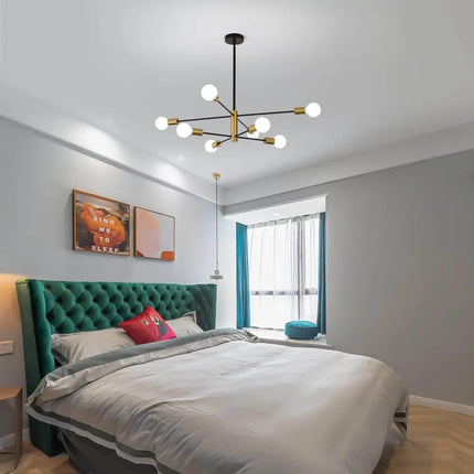 Sputnik Chandelier Modern Industrial 8-Light Black & Gold - Home & Garden > Lighting