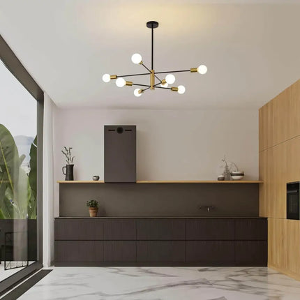 Sputnik Chandelier Modern Industrial 8-Light Black & Gold - Home & Garden > Lighting