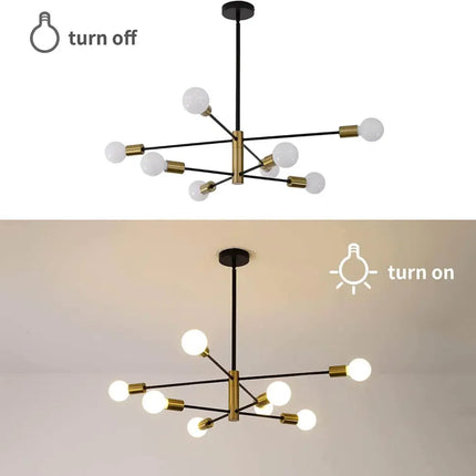 Sputnik Chandelier Modern Industrial 8-Light Black & Gold - Home & Garden > Lighting