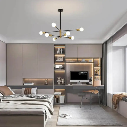 Sputnik Chandelier Modern Industrial 8-Light Black & Gold - Home & Garden > Lighting