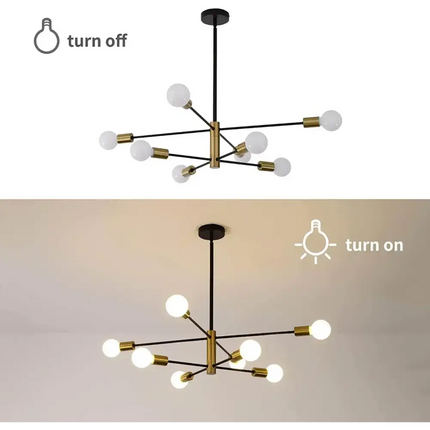 Sputnik Chandelier Modern Industrial 8-Light Black & Gold - Home & Garden > Lighting