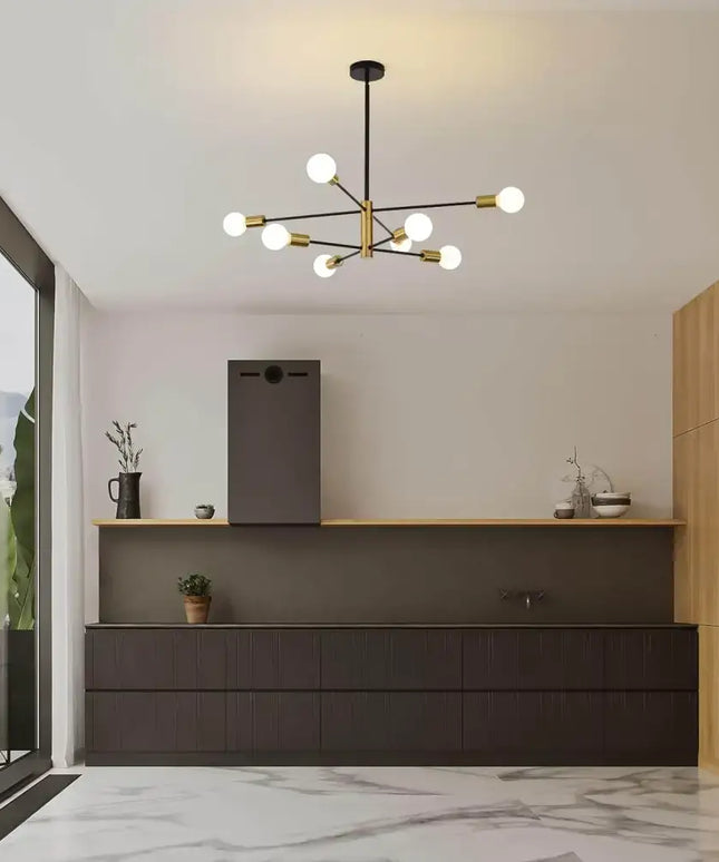 Sputnik Chandelier Modern Industrial 8-Light Black & Gold - Home & Garden > Lighting