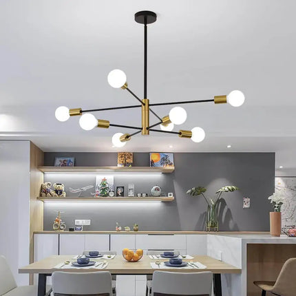 Sputnik Chandelier Modern Industrial 8-Light Black & Gold - Home & Garden > Lighting