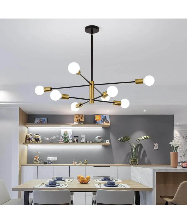 Sputnik Chandelier Modern Industrial 8-Light Black & Gold - Home & Garden > Lighting