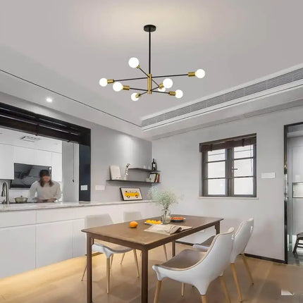 Sputnik Chandelier Modern Industrial 8-Light Black & Gold - Home & Garden > Lighting