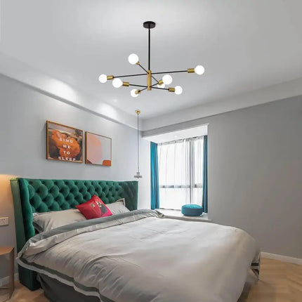 Sputnik Chandelier Modern Industrial 8-Light Black & Gold - Home & Garden > Lighting