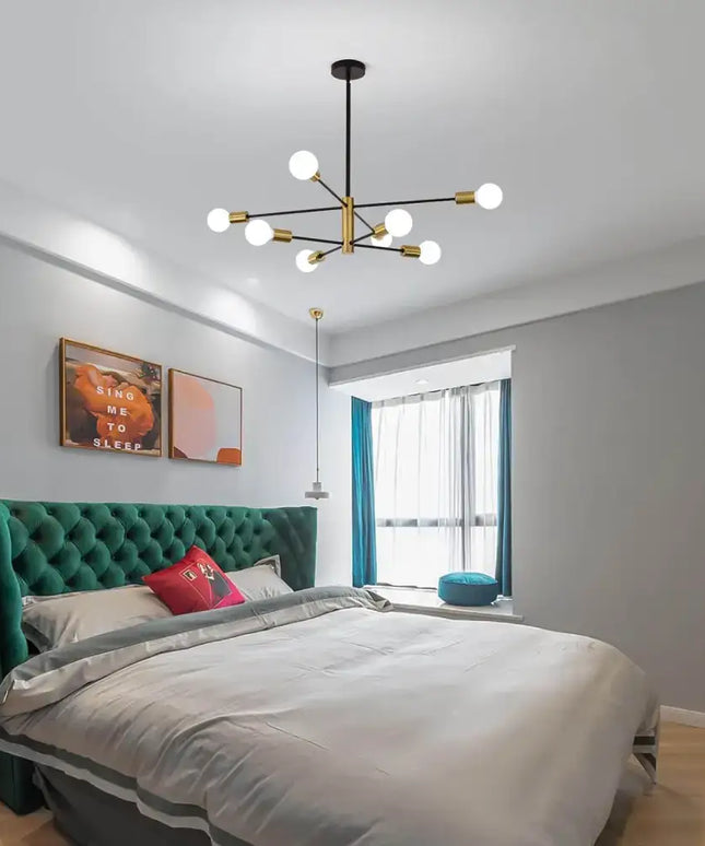 Sputnik Chandelier Modern Industrial 8-Light Black & Gold - Home & Garden > Lighting