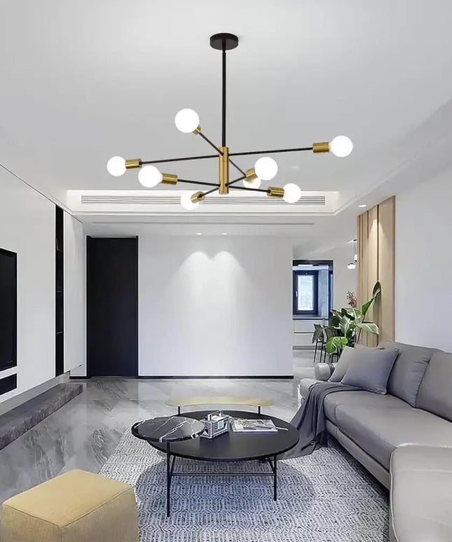 Sputnik Chandelier Modern Industrial 8-Light Black & Gold - Home & Garden > Lighting