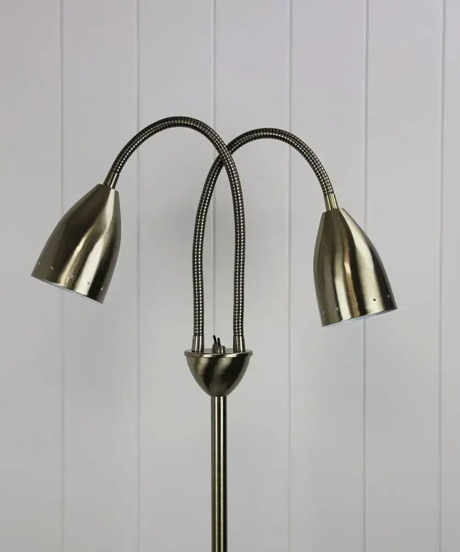 Stan 2 Light Floor Lamp Antique Brass - SL98822AB-Floor Lamps-Oriel Lighting