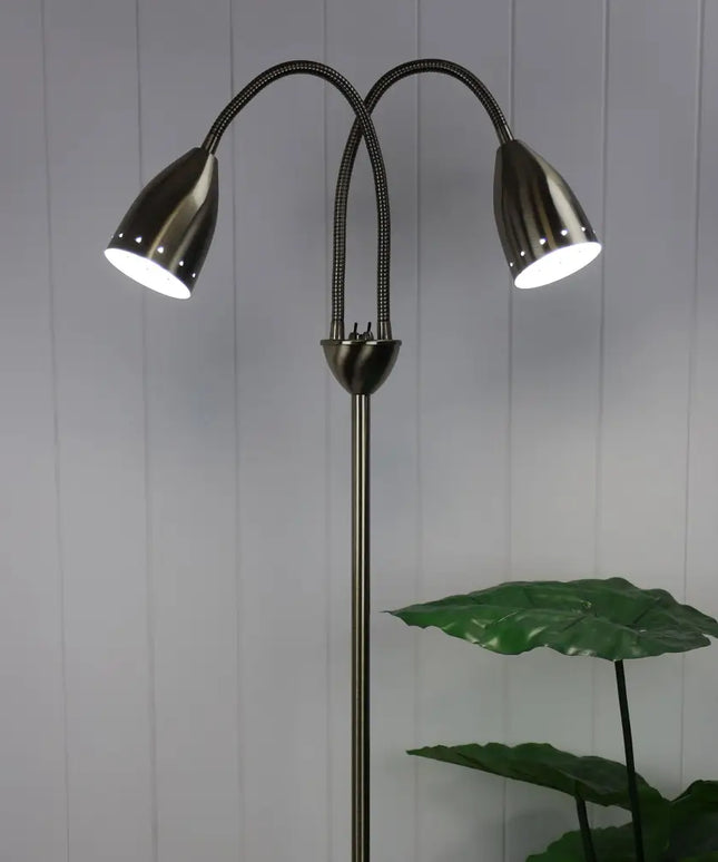 Stan 2 Light Floor Lamp Antique Brass - SL98822AB-Floor Lamps-Oriel Lighting